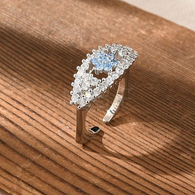 Brass Micro Pave Cubic Zirconia Cuff Rings for Women RJEW-S401-02P-1