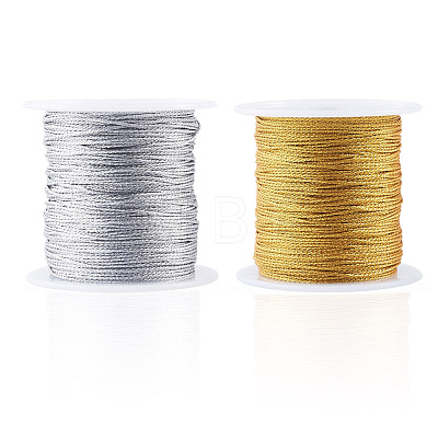 2 Rolls 2 Colors 12-Ply Round PET Metallic Thread MCOR-TA0001-03D-1