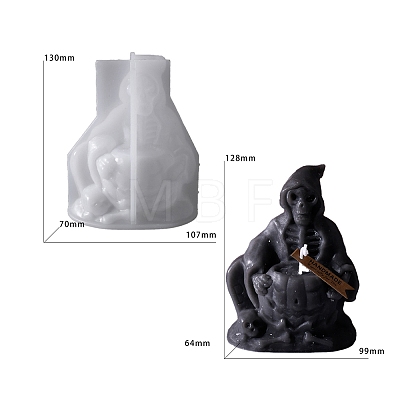 Proud DIY Glue Mold Halloween Death God Skeleton Candle Silicone Molds PW-WG9A754-01-1