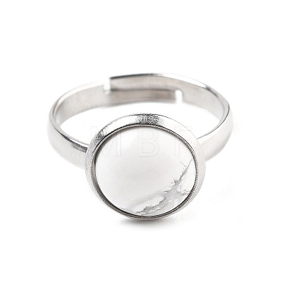 Half Round Natural Howlite Finger Rings RJEW-M062-01P-43-1