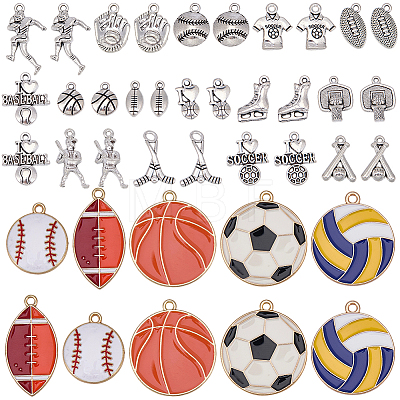 40Pcs 20 Styles Sports Tibetan Style Alloy & Alloy Enamel Pendants FIND-BM0001-58-1