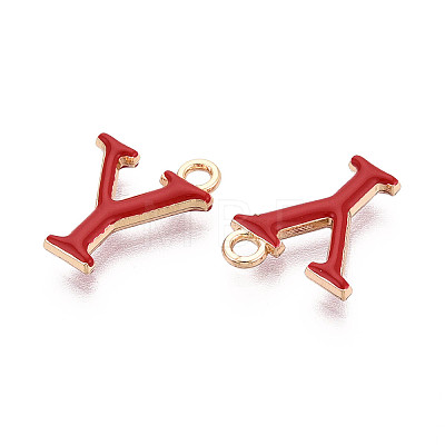 Rack Plating Alloy Enamel Pendants ENAM-T024-53Y-G-1