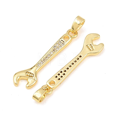 Brass Micro Pave Clear Cubic Zirconia Pendants KK-G549-16C-G-1