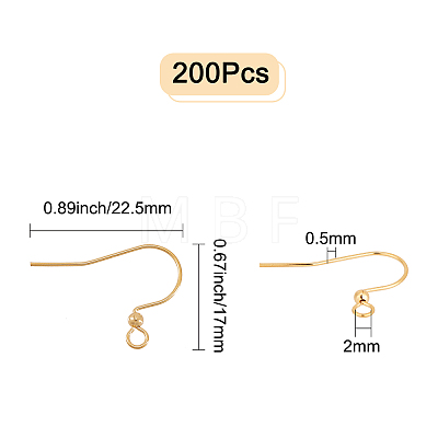 200Pcs Brass Earring Hooks KK-CN0001-34-1