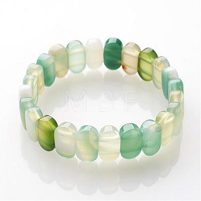Natural Agate Beaded Stretch Bracelets BJEW-G484-03-1