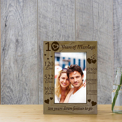 10 Years of Marriage Natural Wood Photo Frames AJEW-WH0292-030-1