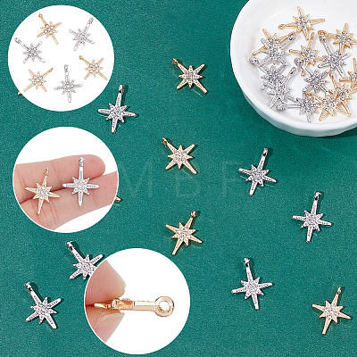 32Pcs 2 Colors Alloy with Rhinestone Pendants FIND-SC0023-34-1