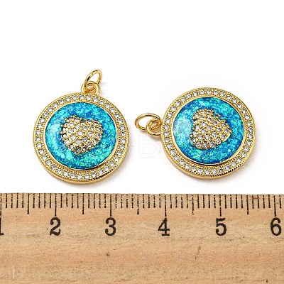 Valentine's Day Brass Micro Pave Cubic Zirconia with Synthetic Opal Pendants KK-D096-02H-G-1