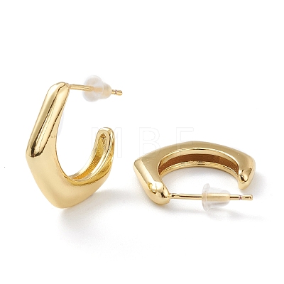 Brass Half Hoop Earrings X-EJEW-A056-05G-1