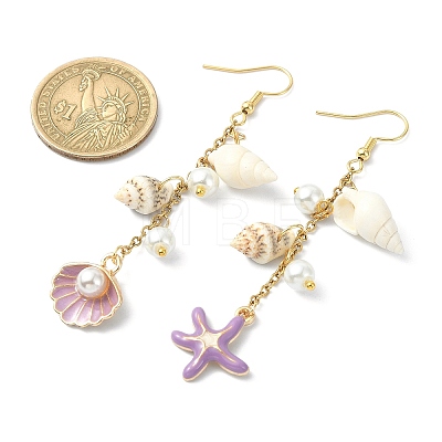Alloy Enamel Starfish Dangle Earrings EJEW-JE05560-02-1