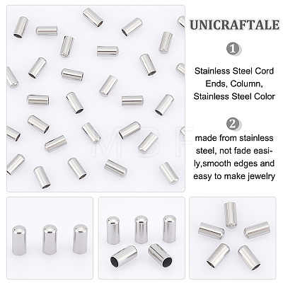 Unicraftale 100Pcs 304 Stainless Steel Cord Ends STAS-UN0041-48-1