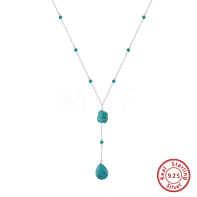 Natural Turquoise Teardrop Pendant Necklaces NJEW-L125-004P-1