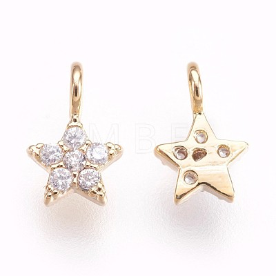 Brass Micro Pave Cubic Zirconia Charms KK-P157-07G-NF-1