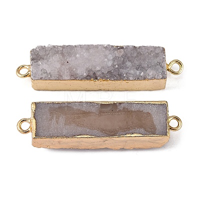 Electroplated Natural Druzy Agate Links/Connectors G-G656-02F-1