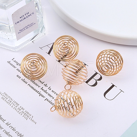 Carbon Steel Spiral Bead Cage Pendants LS-PW-WG85729-03-1