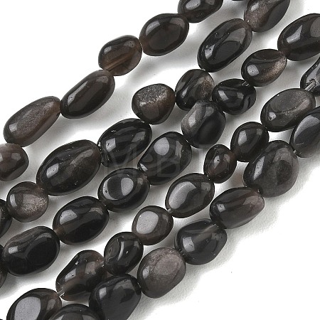 Natural Silver Sheen Obsidian Beads Strands G-C286-A21-1