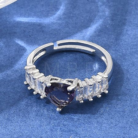 Brass Pave Cubic Zirconia Cuff Open Rings CU-CBA5C10-19P-1