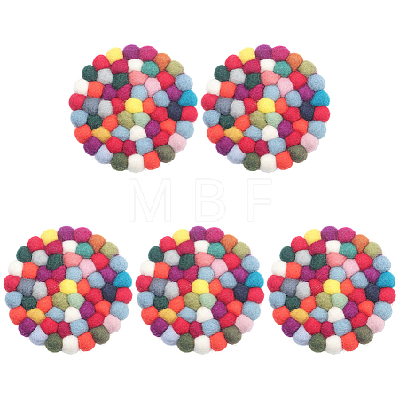 Round Wool Felt Ball Coasters AJEW-WH20020-151A-1