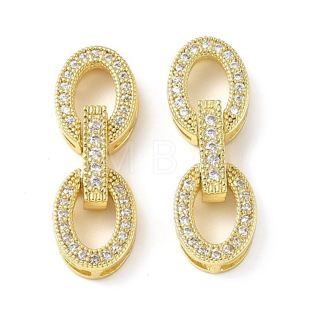 Rack Plating Brass Micro Pave Clear Cubic Zirconia Fold Over Clasps KK-G448-04G-1