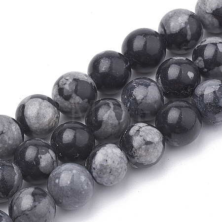 Synthetic Snowflake Obsidian Beads Strands X-G-R342-8mm-21-1