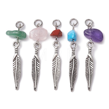 Gemstone Chip Pendants PALLOY-JF02299-02-1