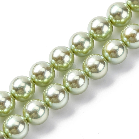 UV Plating Pearlized Glass Pearl Beads Strands GLAA-F128-01B-T21-1