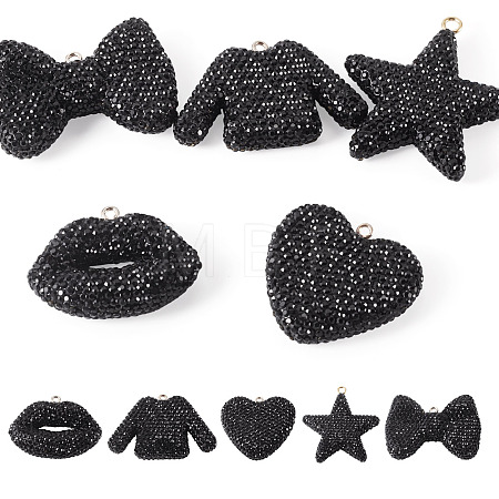 5Pcs 5 Styles Handmade Polymer Clay Pendants RB-BT0001-05D-1