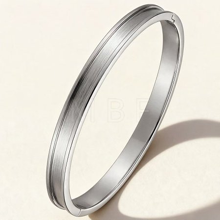 304 Stainless Steel Grooved Cuff Bangles WG866B9-01-1