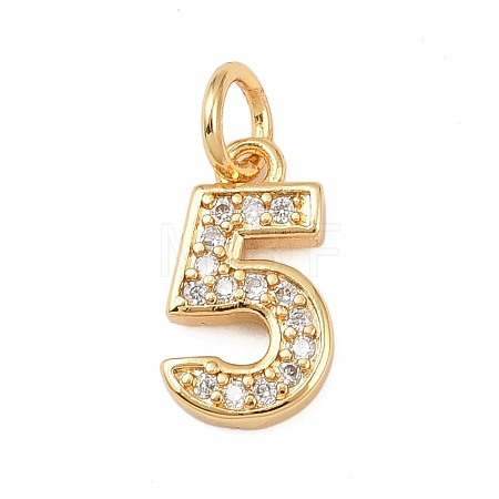 Brass Micro Pave Clear Cubic Zirconia Charms KK-G544-04G-05-1