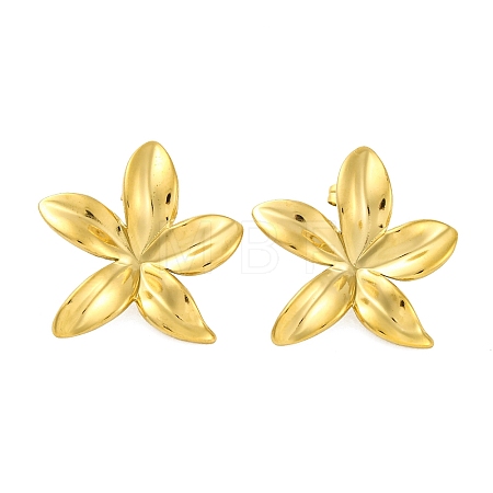 Ion Plating(IP) 304 Stainless Steel Flower Stud Earrings EJEW-D281-11G-1