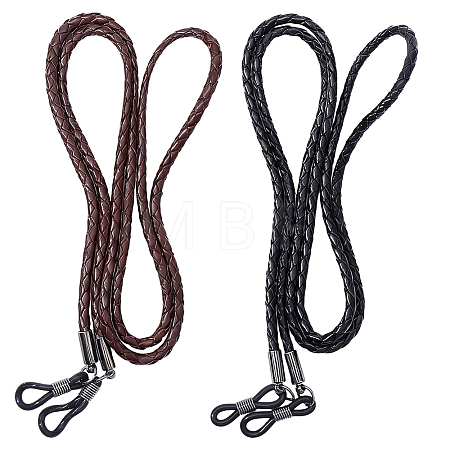 2Pcs 2 Colors Cowhide Neck Strap for Eyeglasses AJEW-CL0004-78-1