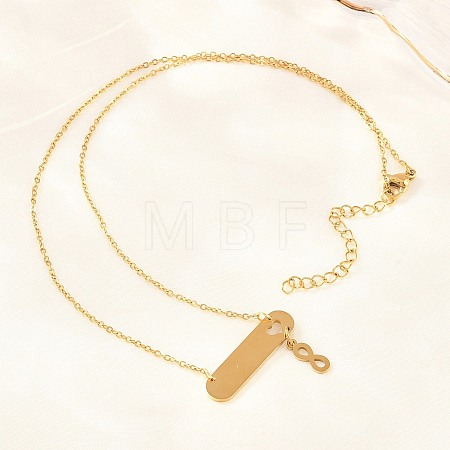 304 Stainless Steel Long Oval with Infinity Pendant Necklaces NJEW-H093-09G-1