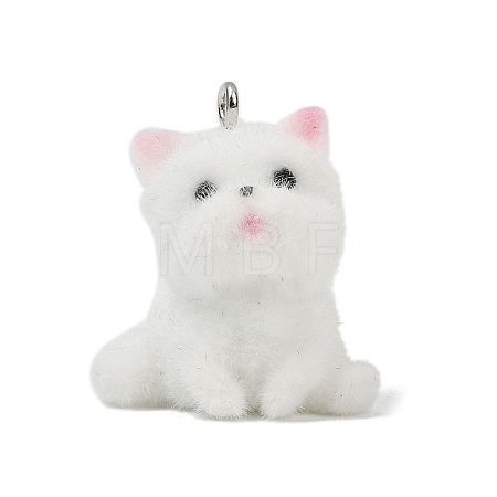 Animal Theme Flocky Opaque Resin Pendants RESI-H042-01P-05-1