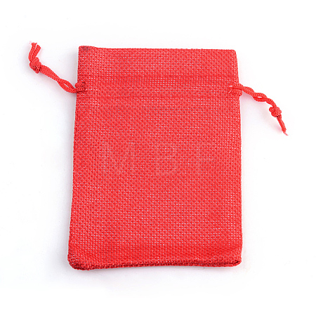Polyester Imitation Burlap Packing Pouches Drawstring Bags ABAG-R005-17x23-18-1