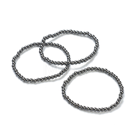 Synthetic Non-magnetic Hematite Beaded Stretch Bracelets BJEW-A117-A-22-1