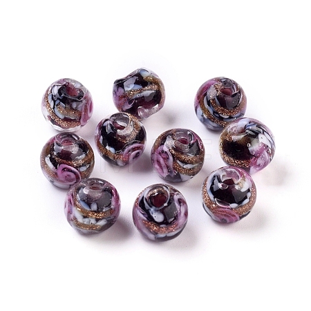 Handmade Gold Sand Lampwork Beads LAMP-T006-10A-1