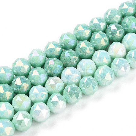 Anti-Tarnish Electroplate Glass Beads Strands X-GLAA-N010-8mm-03-1