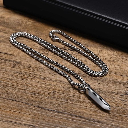 304 Stainless Steel Hexagonal Nail Shape Pendant Box Chain Necklaces for Men WG73060-01-1