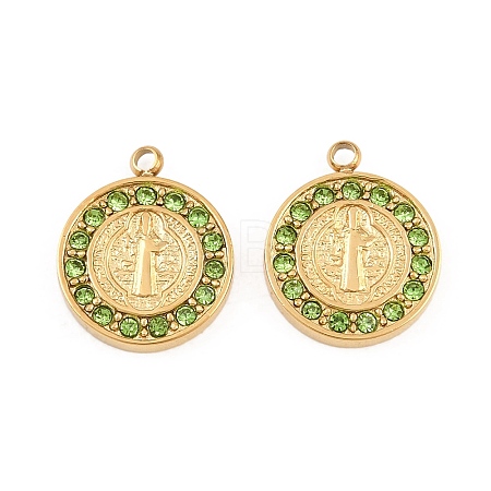 304 Stainless Steel Rhinestone Pendants STAS-Z202-05G-04-1