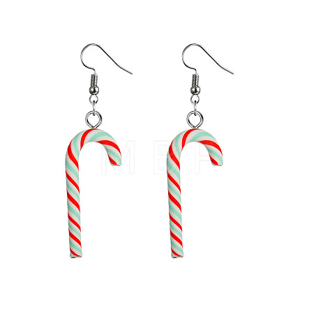 Christmas Candy Cane Polymer Clay Dangle Earrings FS-WG2A6C6-02-1