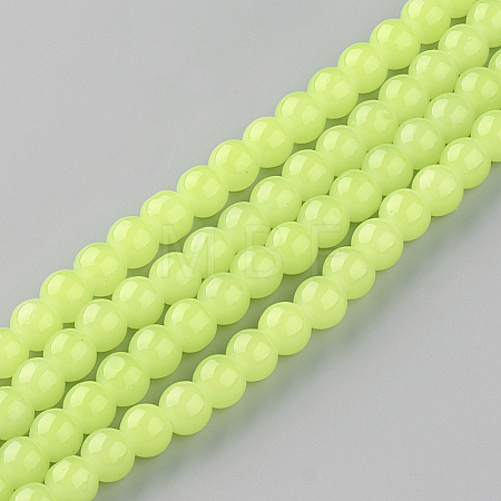 Baking Paint Imitation Jade Glass Round Bead Strands DGLA-Q021-6mm-08-1