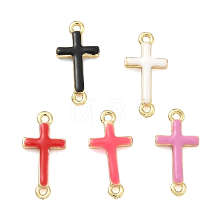 Brass Enamel Religion Cross Links Connector Charms KK-D229-07G-1