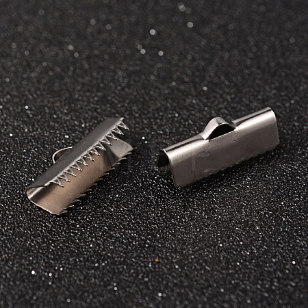 Non-Tarnish 304 Stainless Steel Ribbon Crimp Ends X-STAS-M250-11-1
