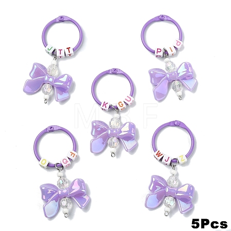 5Pcs Acrylic & Glass Seed Pendant Decorations HJEW-YW00327-04-1