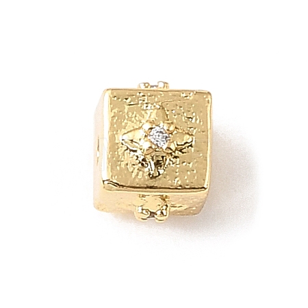 Brass Micro Pave Cubic Zirconia Beads KK-D262-06G-03-1