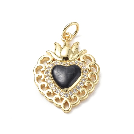 Eco-Friendly Rack Plating Brass Micro Pave Cubic Zirconia Pendants KK-F845-33G-03-1