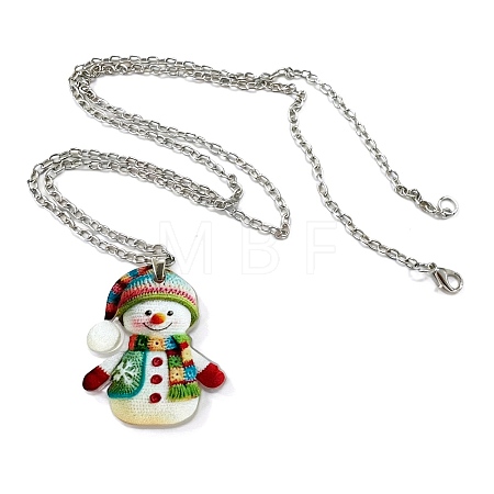 Snowman Acrylic Pendant Necklaces WG13ED8-02-1