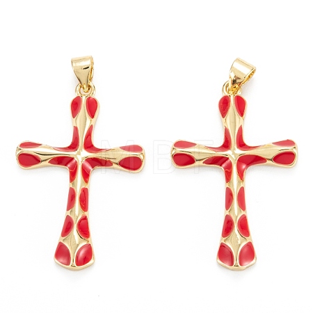 Brass Enamel Pendants KK-M220-06G-D-1