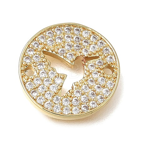 Brass Micro Pave Clear Cubic Zirconia Connector Charms CU-CBAA556-04B-1