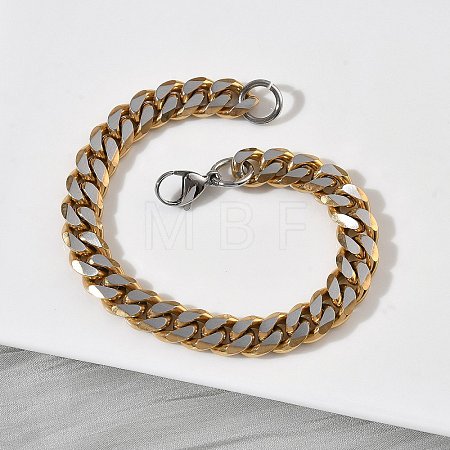 201/304 Stainless Steel Cuban Link Chains Bracelets for Unisex BJEW-F522-04G-1